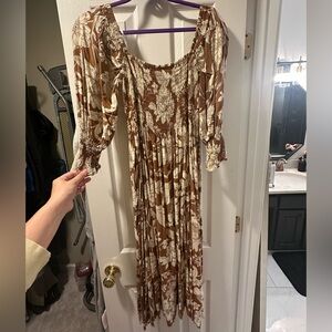 Petal & Pup brown smocked midi dress